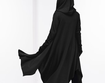 Hooded Cloak, Long Cardigan, Hooded Cape, Cloak with Hood