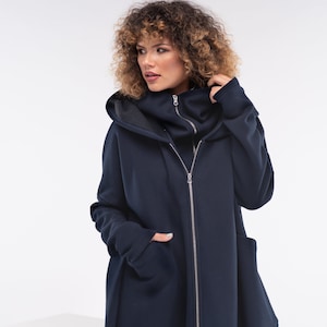 Oversized Cyberpunk Jacket, Gothic Asymmetric Hoodie, Hooded Plus Size Coat, Futuristic Clothing Women