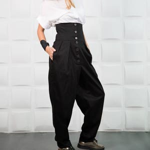 High Waist Pants, Suit Pants, Plus Size Trousers, Harem Pants, Baggy Pants, Tapered Pants, Button Pants, Elegant Pants, Cotton Trousers