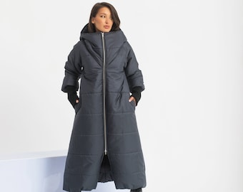 ジャケット・アウター Oversized Maxi-Length Zip Coat stein / シュタイン】OVERSIZED MAXI-LENGTH ZIP COAT - BLACK
