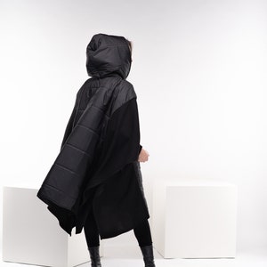 Cappotto trapuntato da donna, Poncho oversize da donna, Cappotto coperta XL, Piumino oversize, Poncho in lana con cappuccio