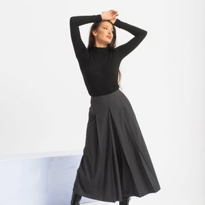 Palazzo Pants Women, Womens Wool Pants, Gray High Waist Trousers, Plus Size Harem Pants, Japanese Pants, Winter Pants with Pockets