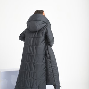 Winter Puffer Jacket, Maxi Quilted Jacket, Hooded Cyberpunk Jacket, Long Asymmetrical Jacket, Winter Futuristic Clothing