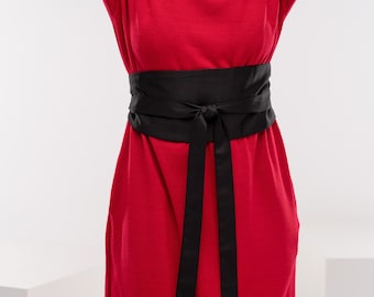 Wide Waist Belt, Cotton Obi Belt, Black Corset Belt, Long Japanese Belt, Wrap Belt for Dress, Jedi Belt