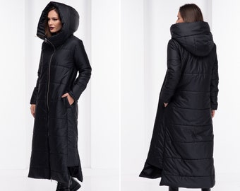 Puffer Cyberpunk Jacket, Womens Winter Coat, Punk Gothic Coat, Quilted Jacket Women