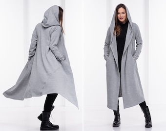 Asymmetrical Wool Hoodie, Oversize Wool Tunic, Extra Warm Hoodie, Hood Coat Jacket, Extravagant Hoody,Hooded Cloak,Black Jacket