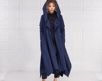 Wool Cloak, Hooded Wool Coat, Long Knit Cardigan, Kimono Cardigan