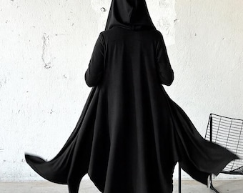 Black Maxi Plus Size Cardigan : Long Wool Extravagant Knitted Cloak