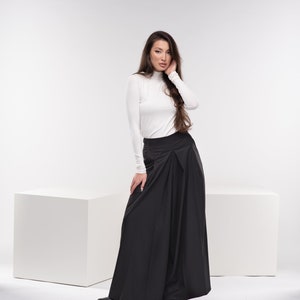 Wide Leg Palazzo Pants, Winter Wool Trousers, Black Pleated Pants, Harem Japanese Pants, Goth Plus Size Clothing image 5