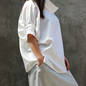 Linen Top, Linen Tunic Top, White Linen Top, Plus Size Linen, Loose Linen Top, Summer Top, Plus Size Tunic, Boho Top,Oversize Top,Plus Size image 3