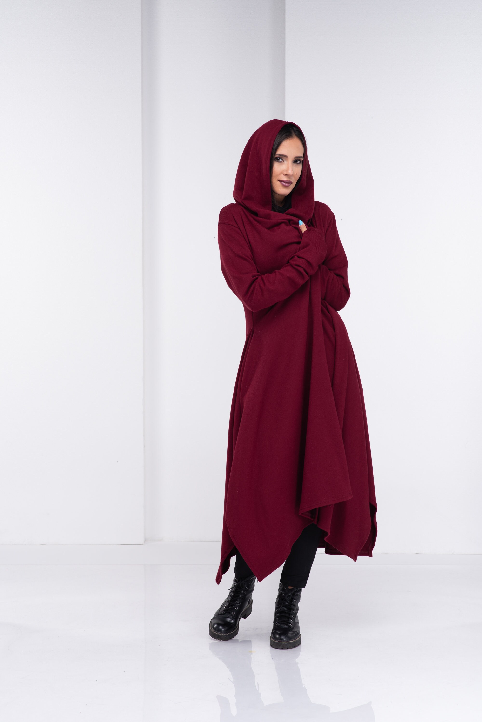 Hooded Cloak Long Knitted Cardigan Oversized Hoodie Hooded - Etsy