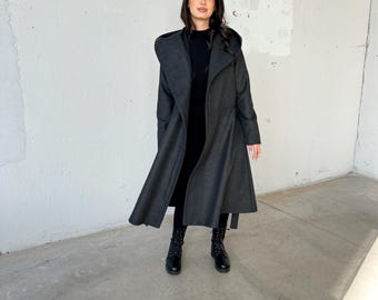 Generisch Trench Long Femme En Laine Double Boutonnage Automne Hiver Veste De Transition Femme Noir Doudoune Femme Manteau Court, 5-rose, L