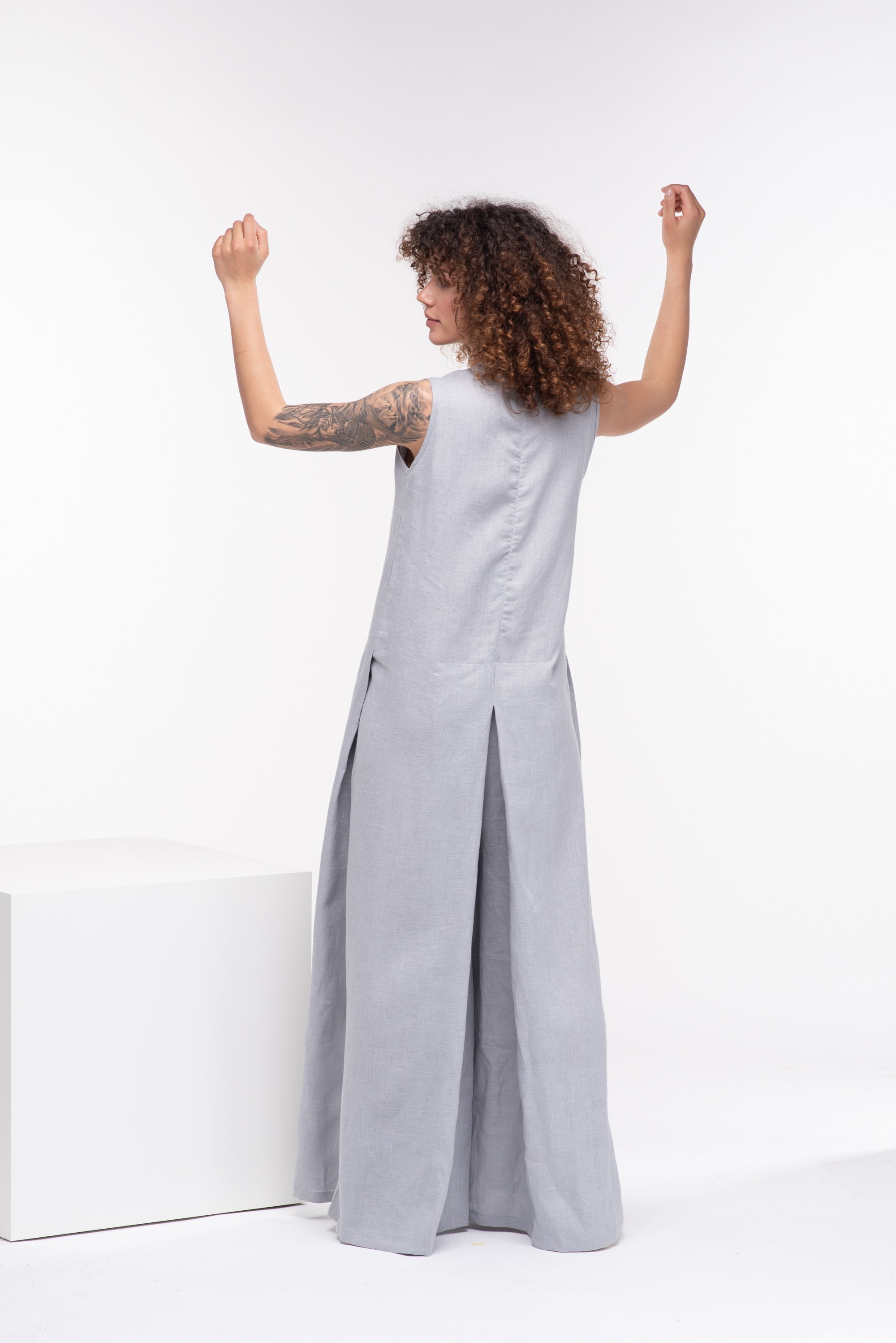 Linen Jumpsuit Women, Linen Palazzo Jumpsuit, Wide Leg Jumpsuit, Linen Clothing for Women