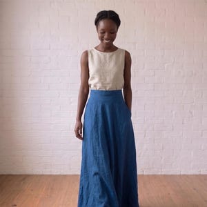 High Waisted Linen Circle Maxi Skirt, Victorian Boho Plus Size Flowy Skirt image 10