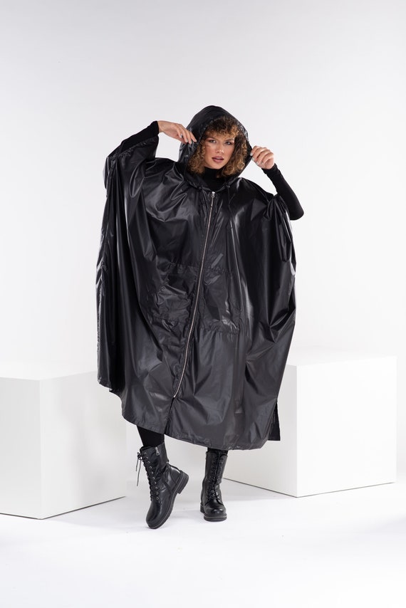 Capa de lluvia de talla grande, Poncho de lluvia para mujer, impermeable  con capucha, chaqueta gótica de talla grande, ropa futurista -  México