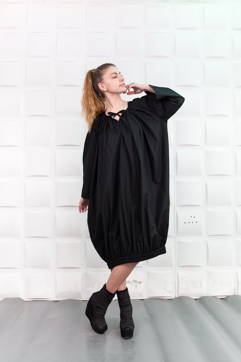 Loose Dress Black Dress Balloon Dress Plus Size Dress Women Dress Elegant Dress Evening Dress Plus Size Clothing Bubble Dress