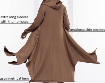 Camel Wool Witch Cloak, Asymmetrical Cardigan Women, Gothic