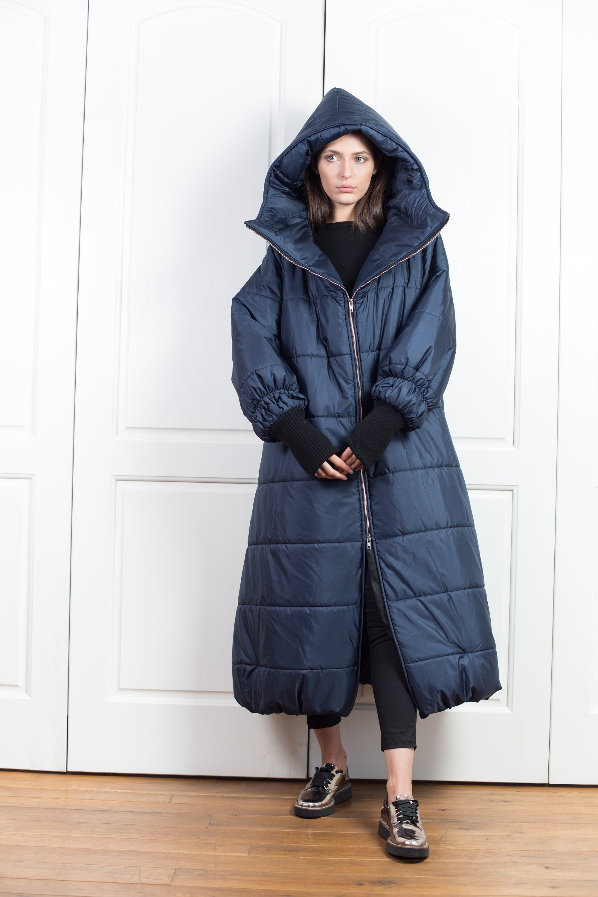 Long Down Coat, Maxi Puffer Jacket, Quilted Cyberpunk Jacket
