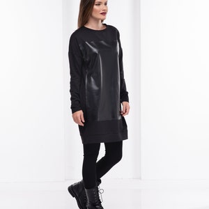 Black Goth Sweater Dress, Plus Size Tunic Dress, Futuristic Dress, Edgy Clothing image 4