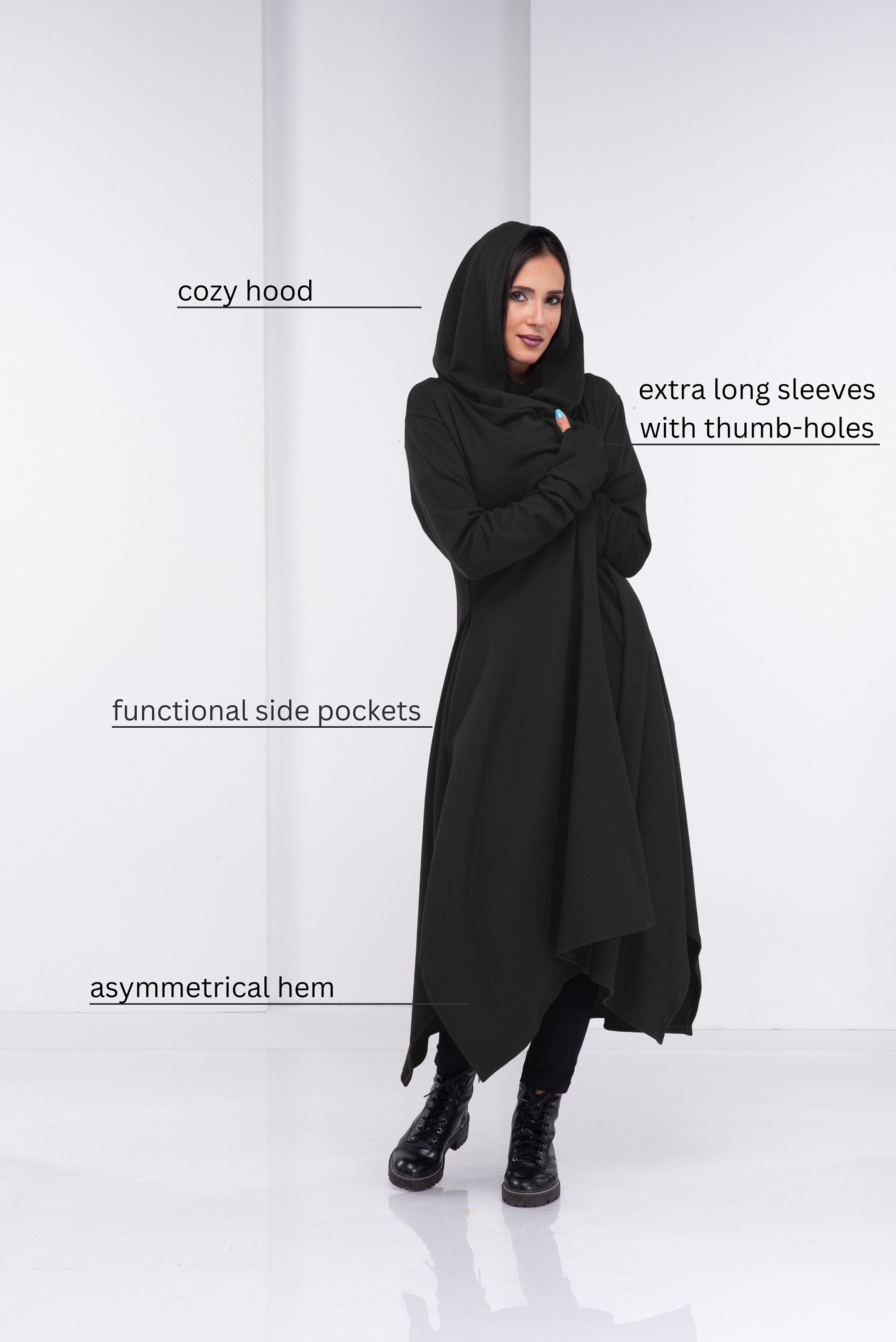 Eaphi】ASYMMETRY CAPE TRENCH COAT（2way cape trench - Gem）