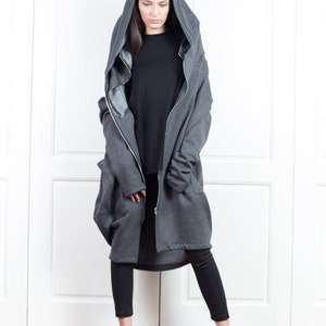 Oversized Hoodie, Cyberpunk Hoodie, Asymmetrical Cotton Coat, Cyberpunk Clothing for Women image 5