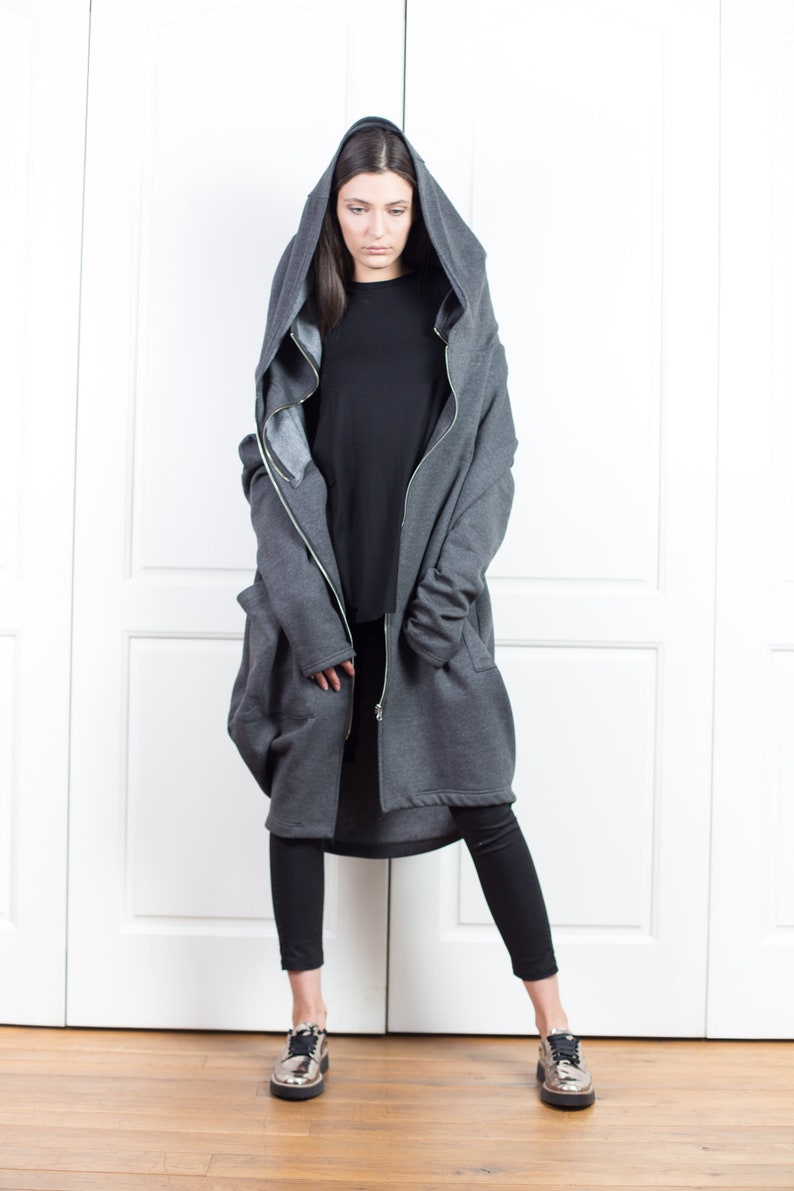 Oversized Hoodie, Cyberpunk Hoodie, Asymmetrical Cotton Coat, Cyberpunk Clothing for Women image 5