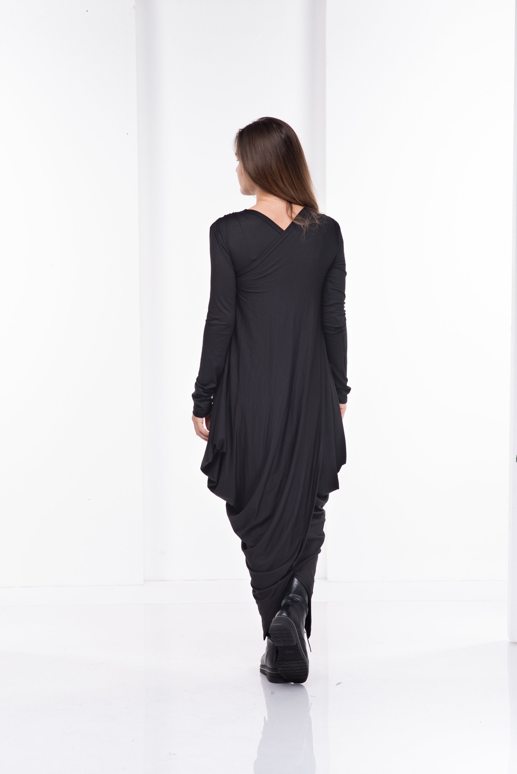 Asymmetrical printed kaftan dress