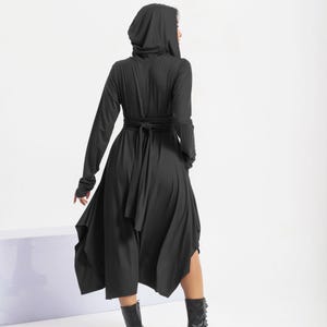 black asymmetric long sleeve split maxi dress Cosmos | Black Asymmetric Long-Sleeve Split Maxi Dress