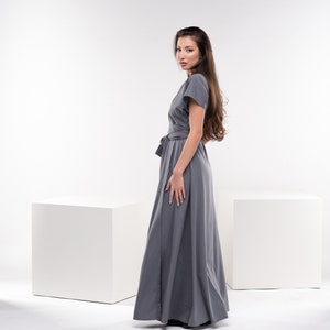 Maxi Wrap Dress, Long Swing Dress, Japanese Kimono Dress, Plus Size Maxi Dress, Wrap Kaftan Dress, Avant Garde Clothing image 5