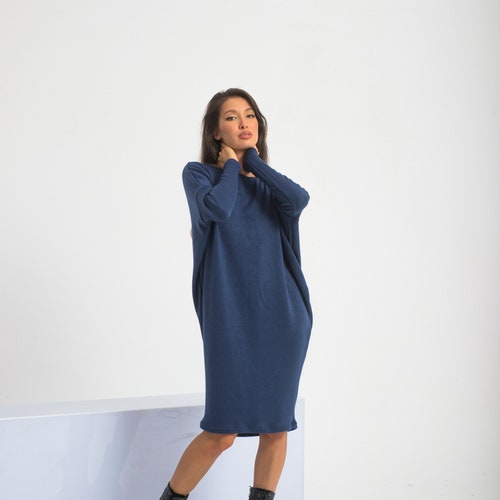 Oversized Winter Dress, Warm Knitted Sweater Dress, Autumn Jumper Dress, Wool Sweatshirt Dress, Pullover Dress