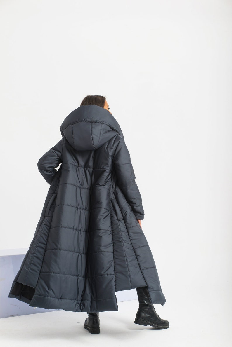 Cyberpunk Puffer Jacket, Maxi Winter Coat, Long Quilted Jacket, Goth Futuristic Clothing image 1