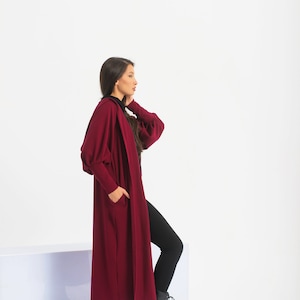 Burgundy Red Medieval Cloak, Viking Hood Winter Cape, Wool Victorian ...