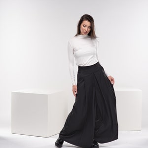 Wide Leg Palazzo Pants, Winter Wool Trousers, Black Pleated Pants, Harem Japanese Pants, Goth Plus Size Clothing image 3