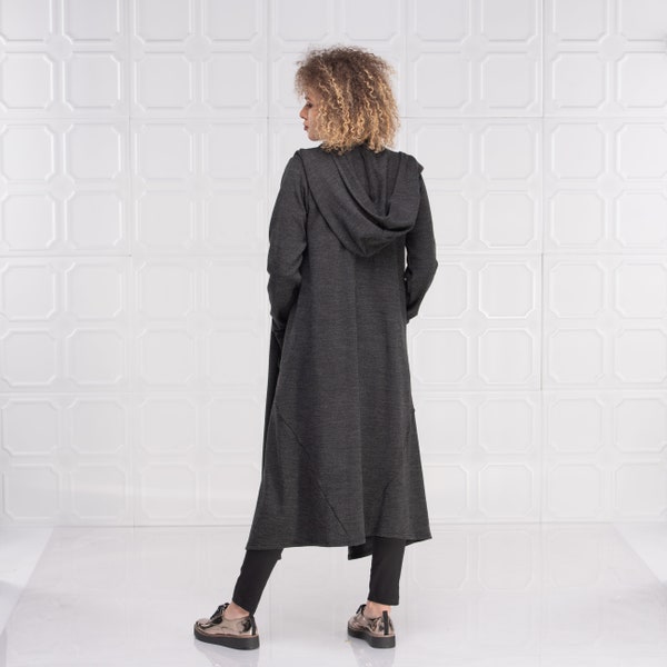 Hooded Cardigan, Wool Cape, Oversized Hoodie, Wool Cardigan