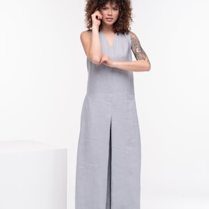 Linen Jumpsuit Women, Linen Palazzo Jumpsuit, Wide Leg Jumpsuit, Linen Clothing for Women image 4