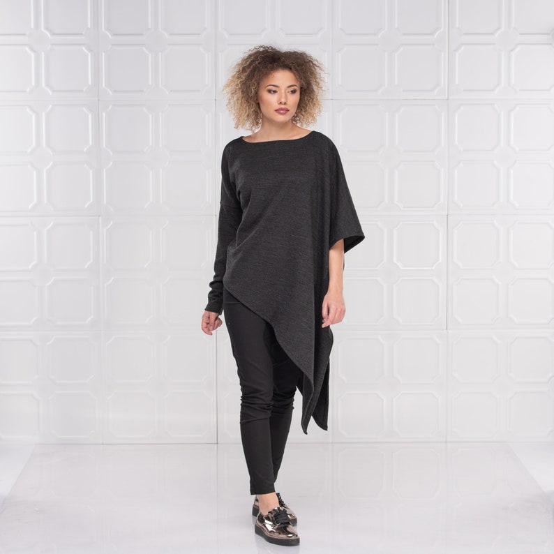 Asymmetrical Tunic Plus Size Blouse Trendy Plus Size Clothing Knit Sweater