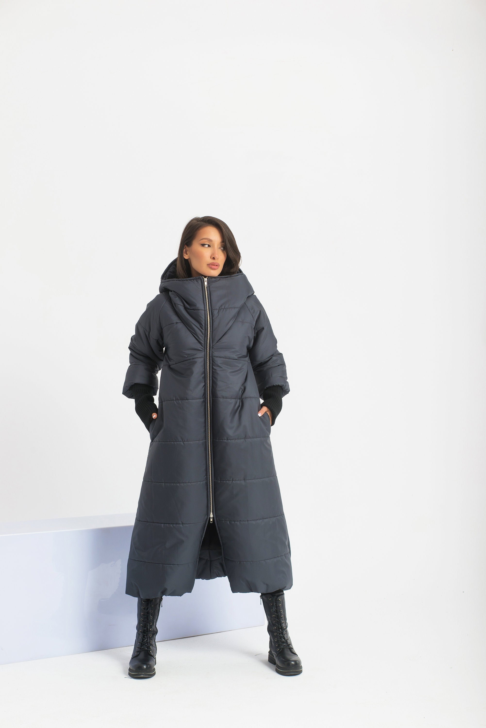 Puff Sleeve Jacket Women, Winter Quilted Coat, Cyberpunk