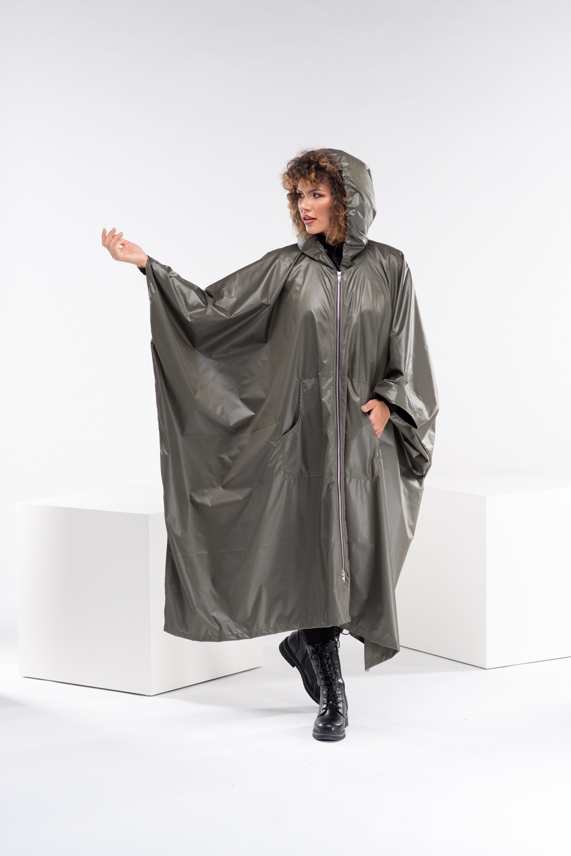 Plus Size Rain Cape Rain Poncho Women 