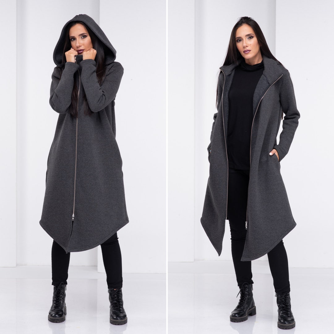 Asymmetrical Long Jacket, Cyberpunk Hoodie Coat, Oversized Asymmetrical Long Jacket, Cyberpunk Hoodie Coat, Oversized