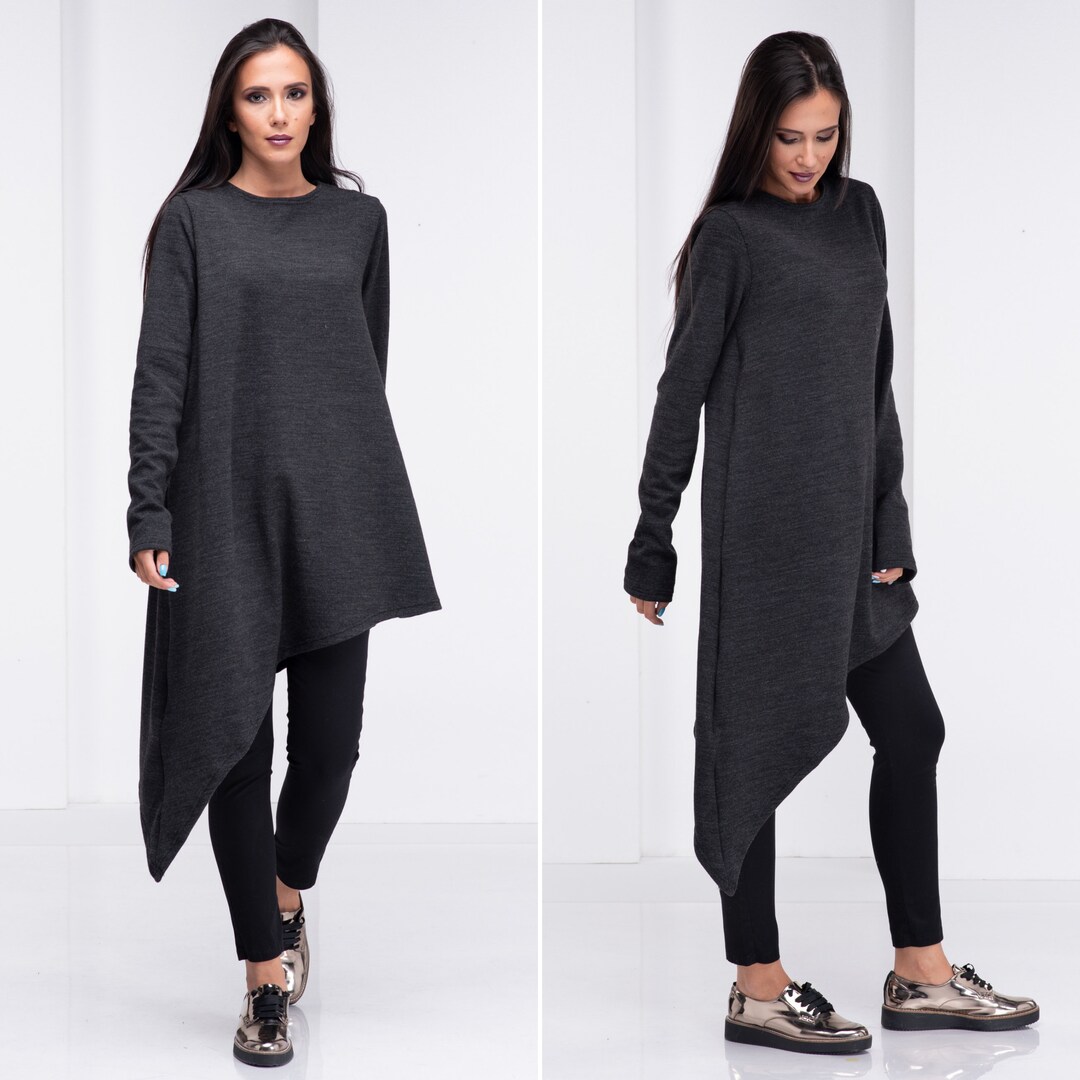 Oversized Wool Sweater Women, Knit Gothic Top, Loose Sweater Tunic ...