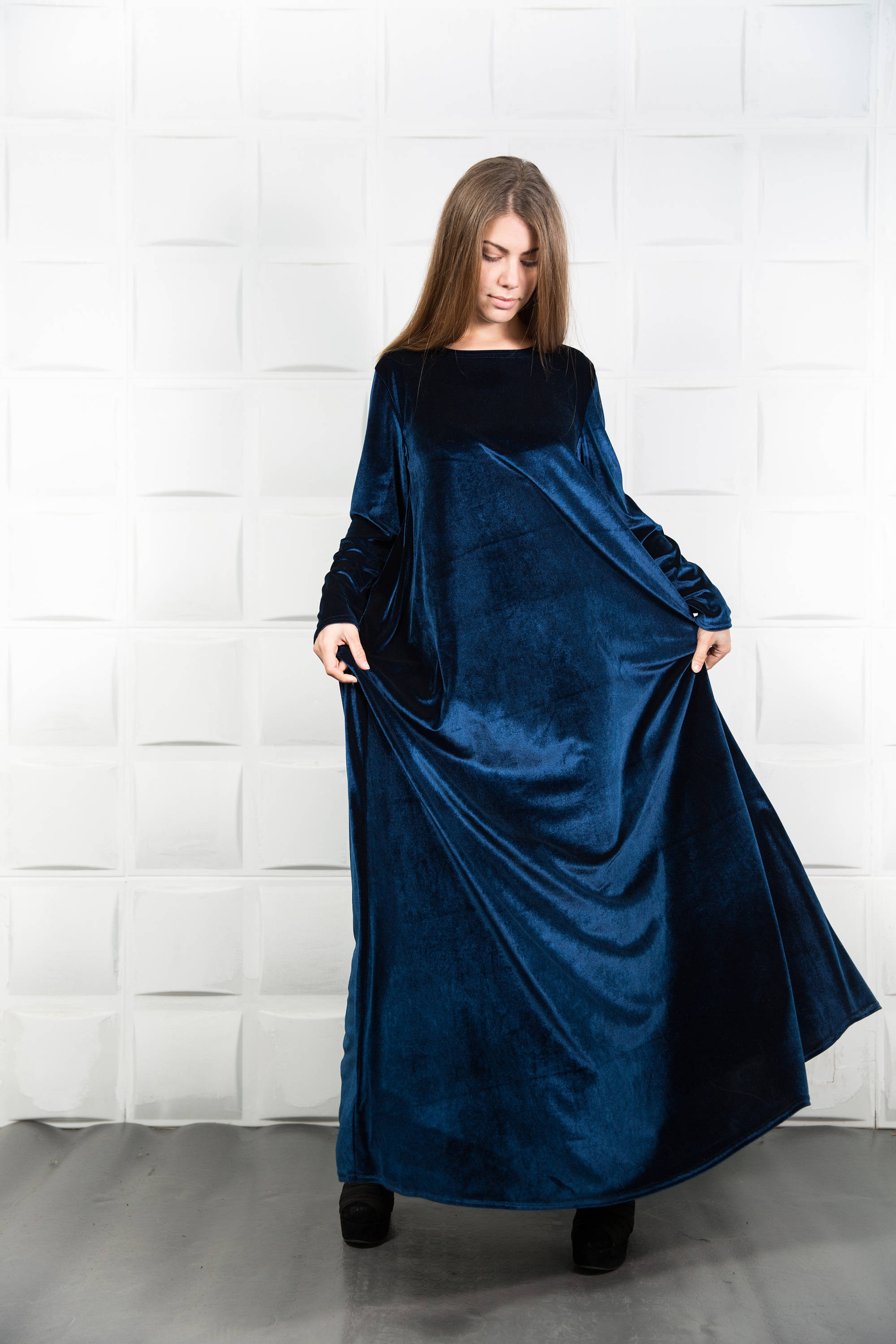 Velvet Dress Blue Velvet Dress Formal Dress Plus Size Ball - Etsy