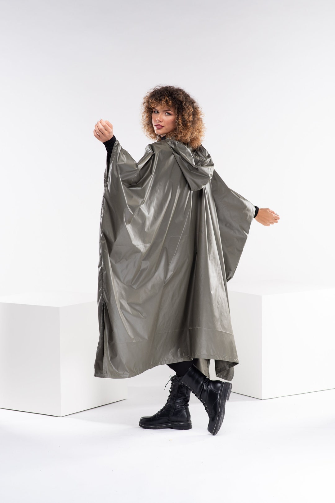 deltage Rejse Juster Plus Size Rain Cape Rain Poncho Women Hooded Raincoat Plus - Etsy Israel