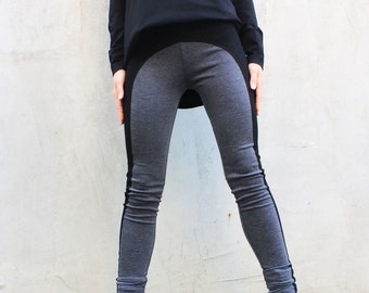 Gray Leggings, Yoga Leggings, Sport Pants, Cotton Yoga Leggings, Black Tight Pants, Extra Long Leggings, Workout Leggings, Women Activewear