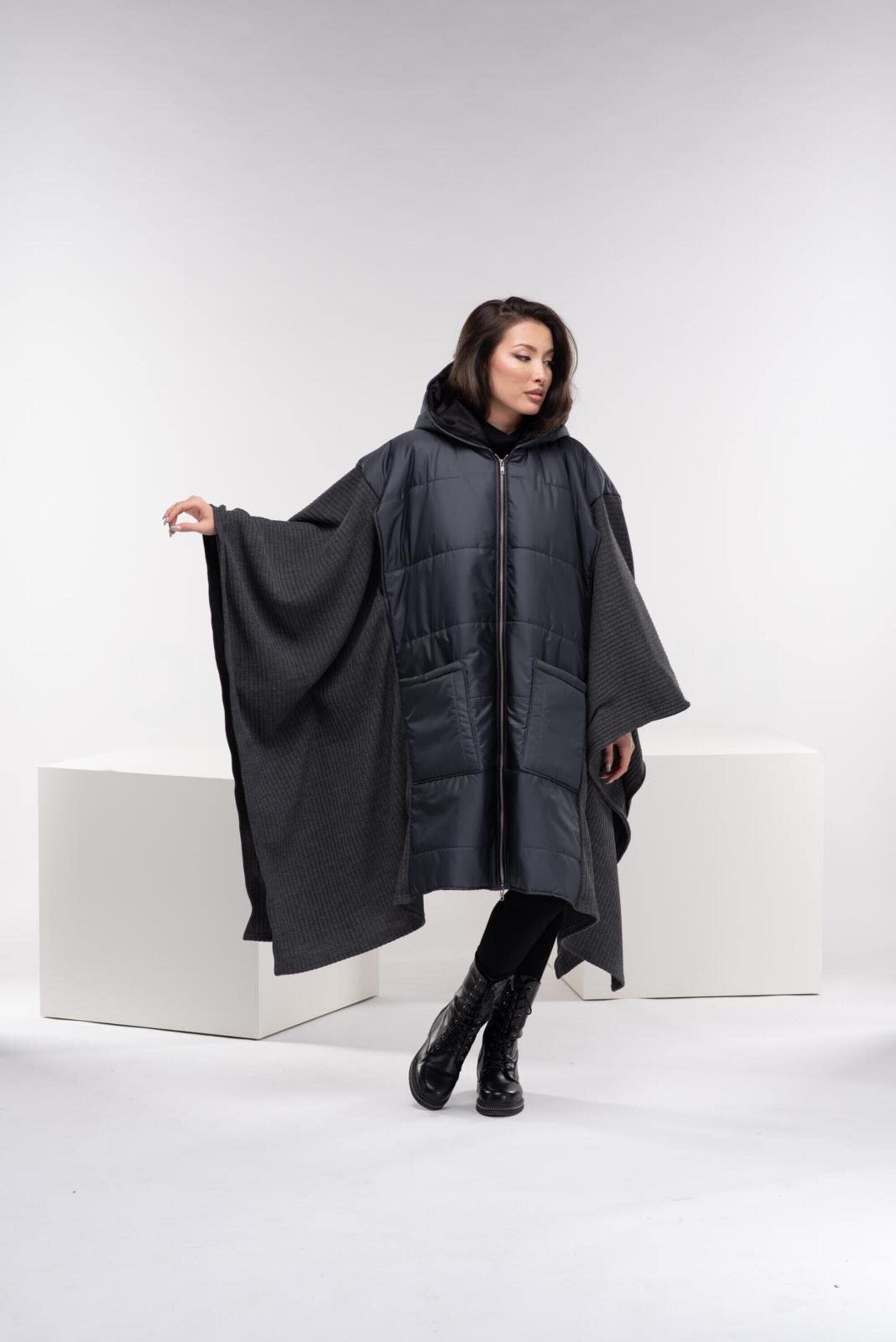 Puffer Winter Poncho, Womens Winter Coat, Oversized Cyberpunk