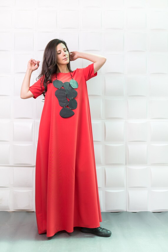 red plus size maxi dress