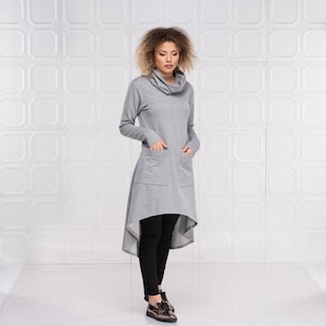 Gray Plus Size Tunic, Long Sleeve Tunic, Casual Tunic Sweatshirt image 1