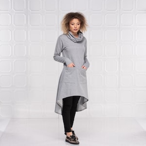 Gray Plus Size Tunic, Long Sleeve Tunic, Casual Tunic Sweatshirt