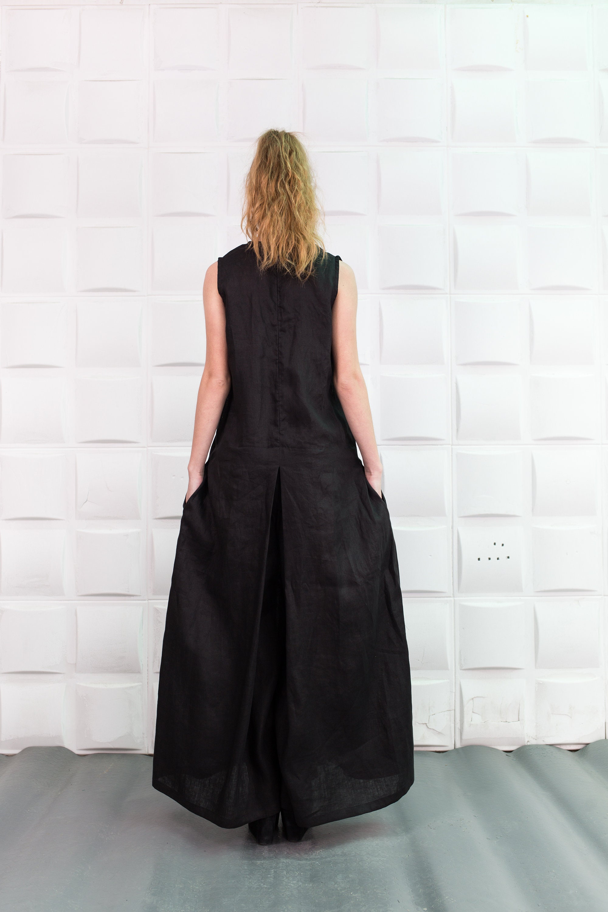 linen jumpsuit black