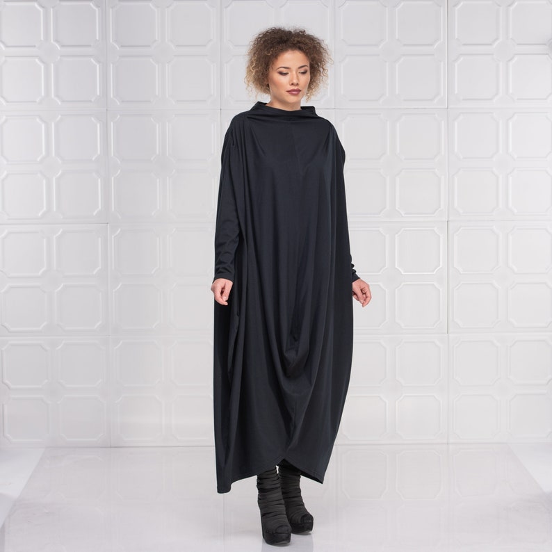 Black Maxi Dress Caftan Dress Steampunk Dress Gothic Dress