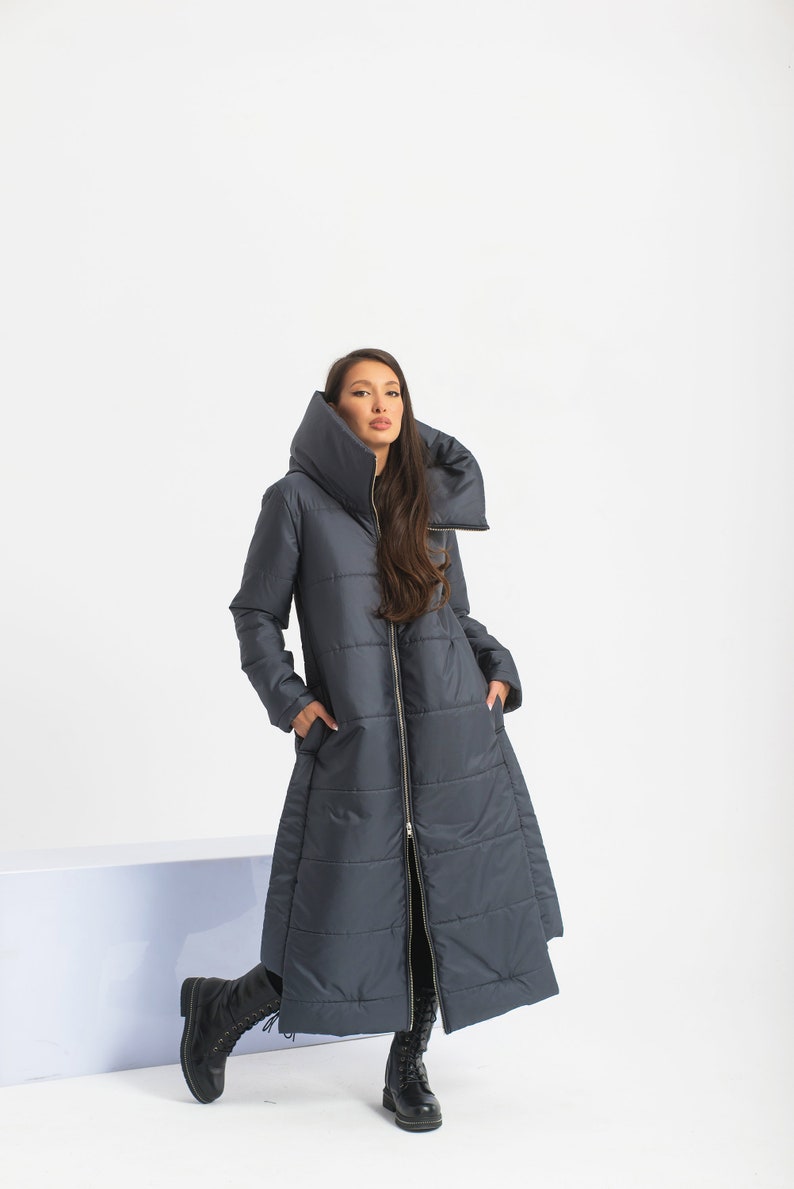 Manteau d'hiver femme, doudoune longue, doudoune à capuche, blouson aviateur matelassé image 6